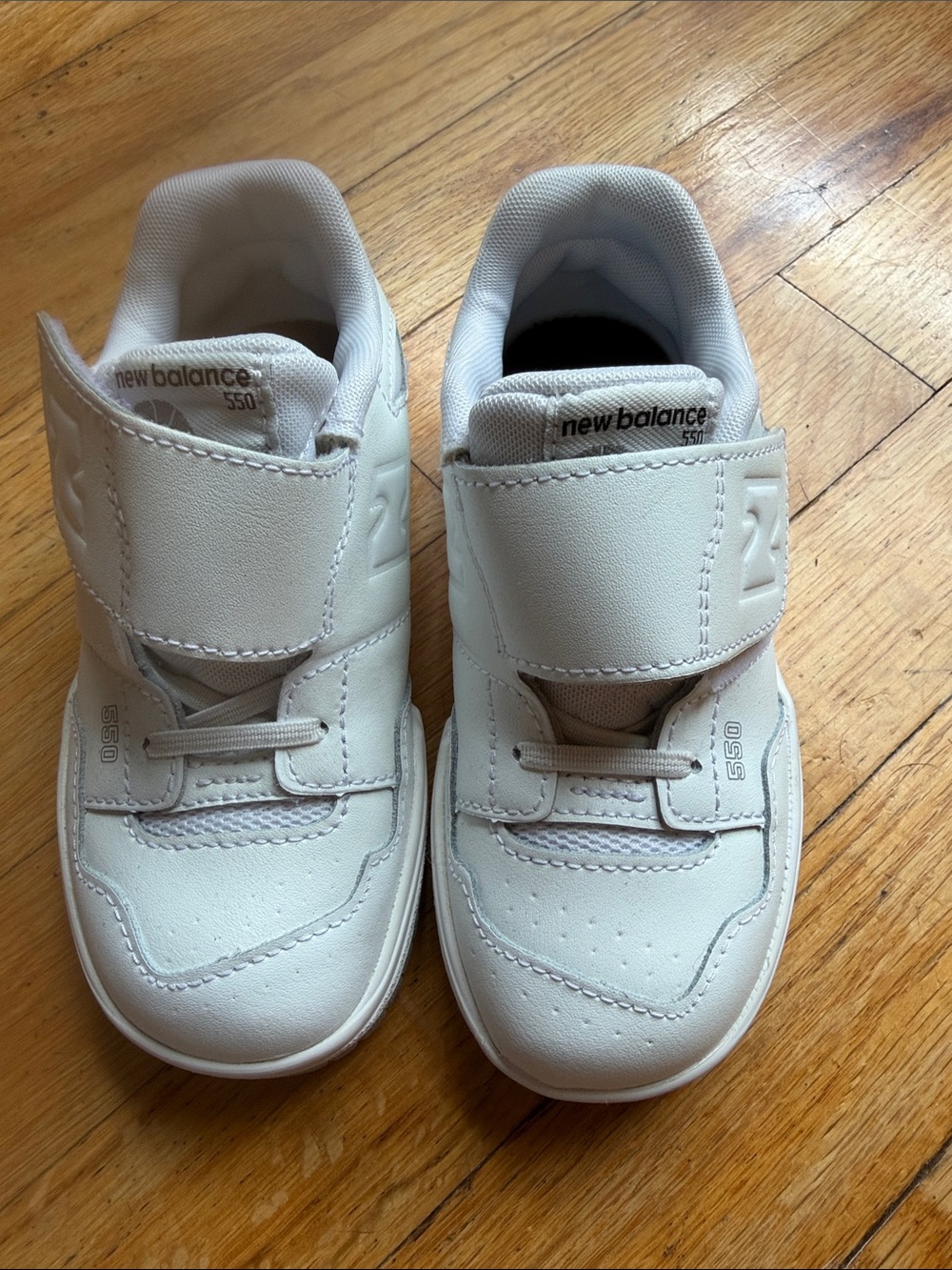 New Balance Kids 550 White Velcro Athletic Sneakers